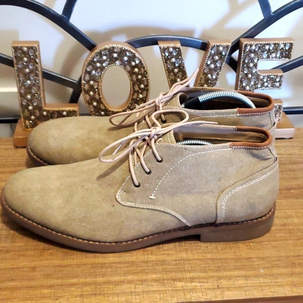 IZOD Memory Foam Incent Tan Oxford Canvas Casual Shoe Booties Size 13 Cap Toe - Picture 4 of 10